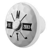 Golf Ball Texture & Club Initial Monogram Keramikknauf (Rechts)