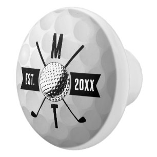 Golf Ball Texture & Club Initial Monogram Keramikknauf