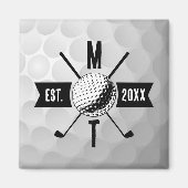 Golf Ball Texture & Club Initial Monogram Magnet (Vorne)