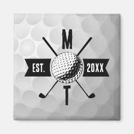Golf Ball Texture & Club Initial Monogram Magnet