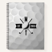 Golf Ball Texture & Club Initial Monogram Notizblock (Vorderseite)