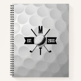 Golf Ball Texture & Club Initial Monogram Notizblock