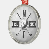 Golf Ball Texture & Club Initial Monogram Ornament Aus Metall (Links)