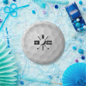 Golf Ball Texture & Club Initial Monogram Pappteller (Party)