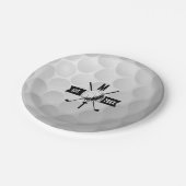 Golf Ball Texture & Club Initial Monogram Pappteller (Schrägansicht)