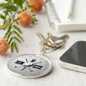 Golf Ball Texture & Club Initial Monogram Schlüsselanhänger (Seite)