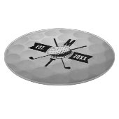Golf Ball Texture & Club Initial Monogram Schneidebrett (Ecke)