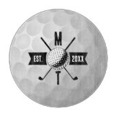 Golf Ball Texture & Club Initial Monogram Schneidebrett (Vorderseite)