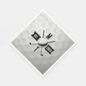 Golf Ball Texture & Club Initial Monogram Serviette (Ecke)
