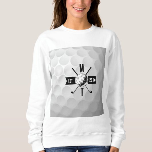 Golf Ball Texture & Club Initial Monogram Sweatshirt (Vorderseite)