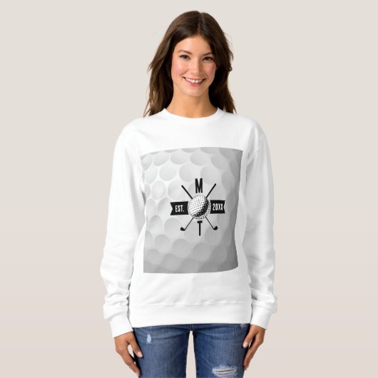 Golf Ball Texture & Club Initial Monogram Sweatshirt (Vorne ganz)