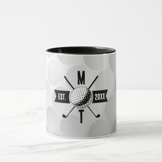 Golf Ball Texture & Club Initial Monogram Tasse (Zentrum)
