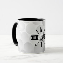 Golf Ball Texture & Club Initial Monogram Tasse