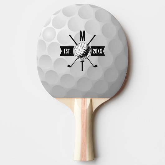 Golf Ball Texture & Club Initial Monogram Tischtennis Schläger (Vorderseite)