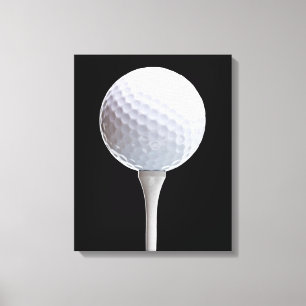 Golf-Ball u. T-Shirt auf Schwarzem - Leinwanddruck