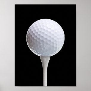 Golf-Ball u. T-Shirt auf Schwarzem - Poster