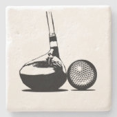 Golf Ball und Club Steinuntersetzer (Vorderseite)