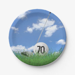 Golf Ball und Club zum 70. Geburtstag Pappteller