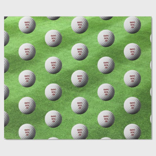 Golf Ball und Fairway Personalisiert Wrapping Pape Geschenkpapier (Flach)