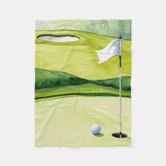 Golf Ball und Flag auf Grün Fleecedecke (Vorderseite)