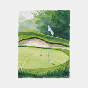 Golf Ball und Flag auf Grün Fleecedecke