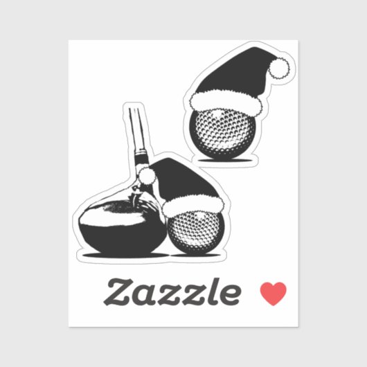 Golf Ball und Golf Club Weihnachten Aufkleber (Blatt)