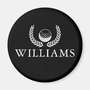 Golf Ball und Kranz Schwarz-Weiß-Individuelle Name Magnet