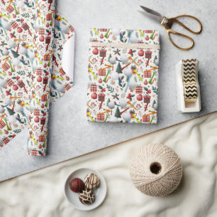 Golf Ball und Tee Weihnachts-Thema Geschenkpapier