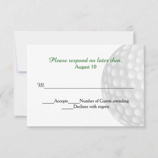 Golf Ball Wedding RSVP Card Karte (Vorderseite)