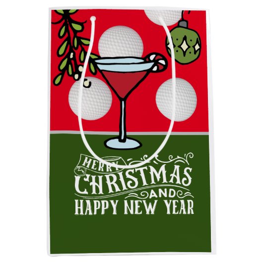 Golf Ball Weihnachten für Golfer Mittlere Geschenktüte (Vorderseite)