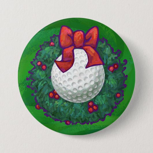 Golf Ball Weihnachtsfeier auf Green Button (Vorderseite)