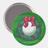 Golf Ball Weihnachtsfeier auf Green Magnet (Vorderseite/Rückseite)