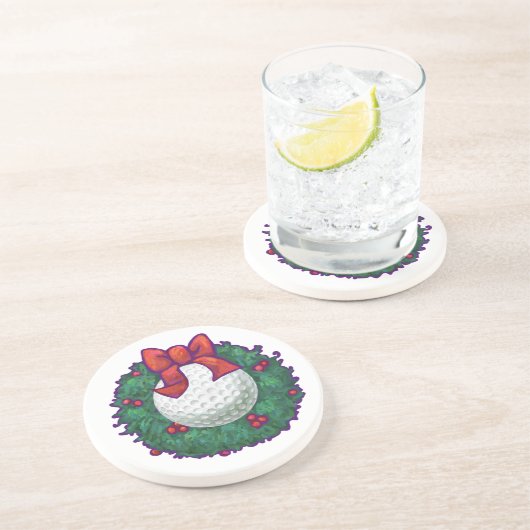 Golf Ball Weihnachtsfeier Untersetzer (Seite)