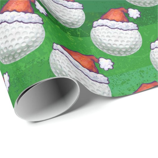 Golf Ball Weihnachtsmänner Geschenkpapier (Rolleneckpunkt)