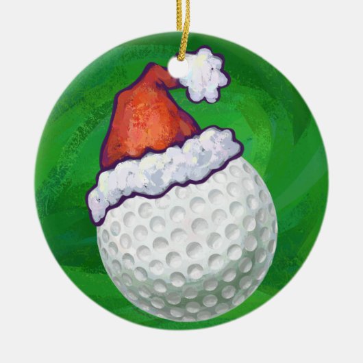 Golf Ball Weihnachtsmänner Keramik Ornament (Vorne)