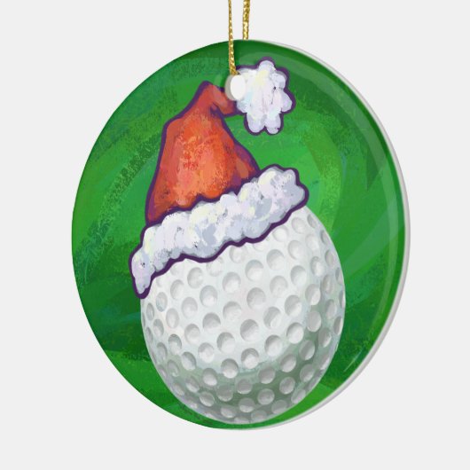 Golf Ball Weihnachtsmänner Keramik Ornament (Links)