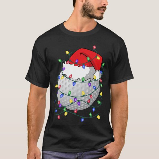 Golf Ball Weihnachtsmannmütze Weihnachten Golf Wei T-Shirt (Vorderseite)