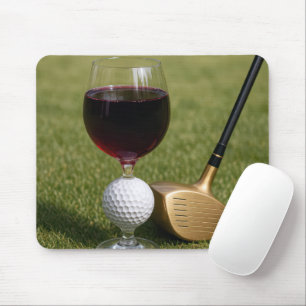 Golf Ball Weinglas auf Gras Mousepad