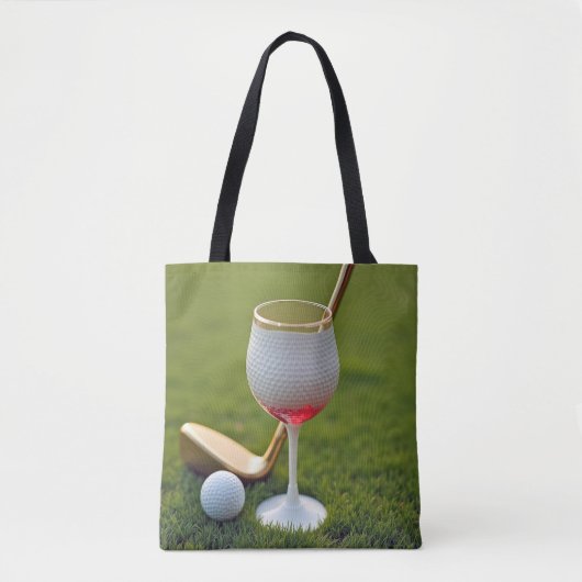 Golf Ball Weinglas mit Goldrausch Tasche (Vorderseite)
