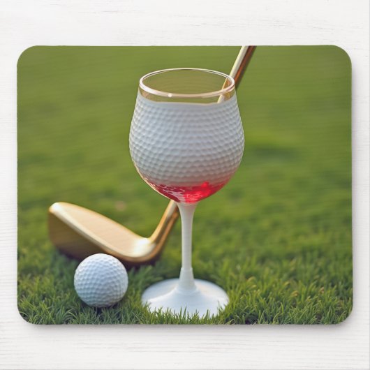 Golf Ball Weinglas mit Putter Mousepad (Vorne)