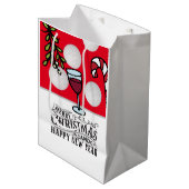 Golf Ball Wine Mistletoe für Golfer Weihnachten Mittlere Geschenktüte (Vorderseite Schrägansicht)