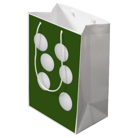 Golf Ball Wine Mistletoe für Golfer Weihnachten Mittlere Geschenktüte (Rückseite Schrägansicht)