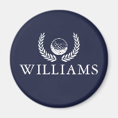 Golf Ball & Wreath Individuelle Name Navy Blue Magnet (Vorne)