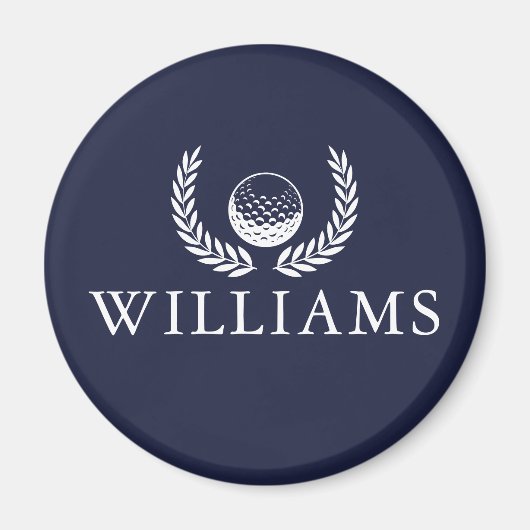 Golf Ball & Wreath Individuelle Name Navy Blue Magnet (Vorne)