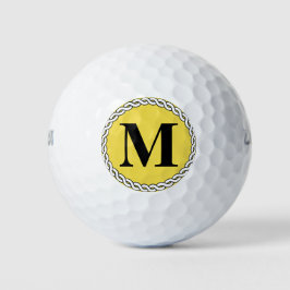 Golf Ball Yellow Custom Monogram Initial Rope Edge