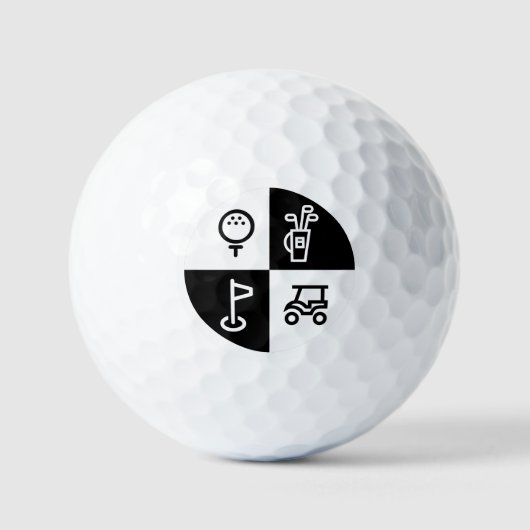Golf-Bälle für Schwarz & Weiß Golfball (Vorderseite)