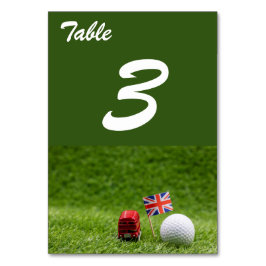 Golf Bälle und Union Jack Flag London England Tischnummer