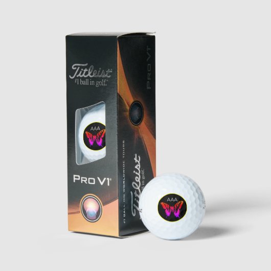 Golf Balls CUSTOM MONOGRAM BUTTERFLUSS IN RAINBOW Golfball (Verpackung)