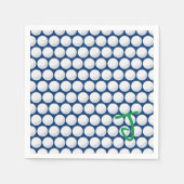 Golf Balls INITIAL Blau Weiß Grün Moderner Golfer Serviette (Vorderseite)