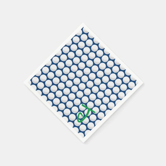 Golf Balls INITIAL Blau Weiß Grün Moderner Golfer Serviette (Ecke)